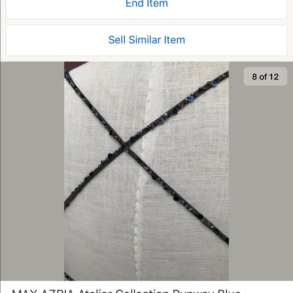 MAX AZRIA Runway Blue Beaded Tulle Gown Dress bcbg - Picture 7 of 8